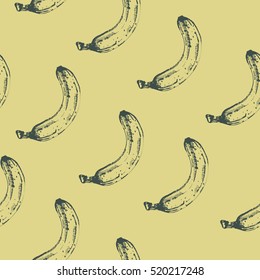 Hand drawn banana seamless pattern vector illustration