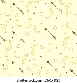 Hand drawn banana seamless pattern