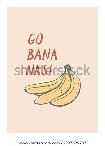 Hand drawn bananas and lettering composition
