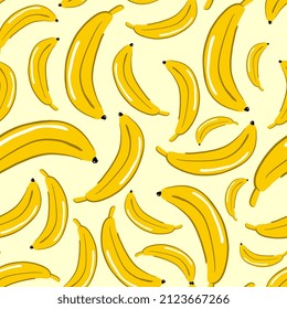 Hand drawn bananas seamless pattern made in cute style isolated on white background.