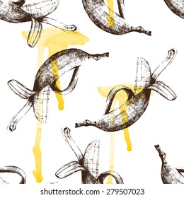 Hand drawn bananas seamless pattern