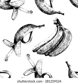 Hand drawn bananas seamless pattern