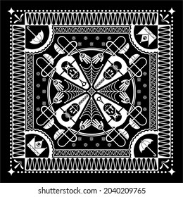 Hand drawn bandana pattern vector illustration is good for headband design