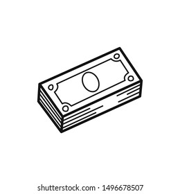 Hand drawn Bank Notes isolated on a white. Vector illustration.