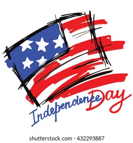 Hand drawn banner of American Independence Day. 4th of July. Independence Day of USA vector. Vector illustration.