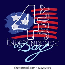 Hand drawn banner of American Independence Day. 4th of July. Independence Day of USA vector. Vector illustration.