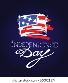 Hand drawn banner of American Independence Day. 4th of July. Independence Day of USA vector. Vector illustration.