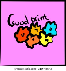 Hand drawn banner with bunch of flowers and place for your text. Can be used for cards, arts, invitations