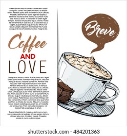 Hand drawn banner with coffee. Vector collection.