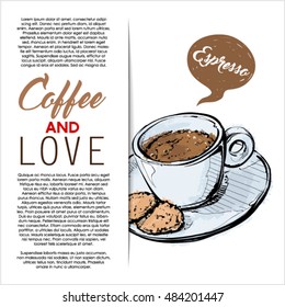 Hand drawn banner with coffee. Vector collection.