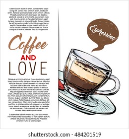 Hand drawn banner with coffee. Vector collection.