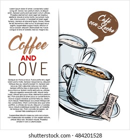 Hand drawn banner with coffee. Vector collection.