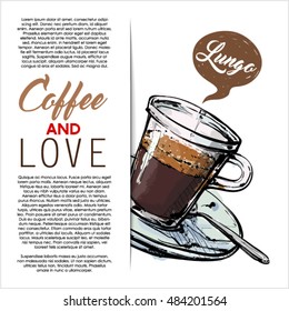 Hand drawn banner with coffee. Vector collection.