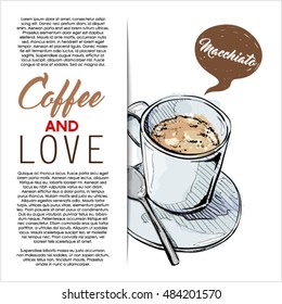 Hand drawn banner with coffee. Vector collection.