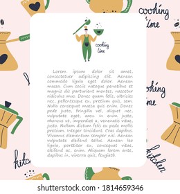 Hand drawn banner for cooking classes or courses. Flat illustration.