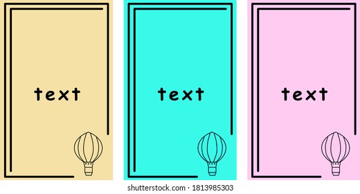 Hand drawn banner design set of hot air balloon, travel vector concepts. Flat color frames with outline in modern style. Modern frame illustration background template for use in print or web, color