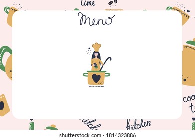 Banner dibujado a mano para el diseño del menú. Ilustración plana.