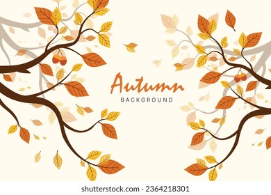 Handgezeichnetes Bannermuster mit Herbstblättern in Retro-Farbvorlage. Vektorgrafik.	