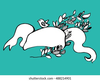  Hand drawn banner ribbon.