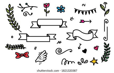 Hand Drawn Banner and Ribbon Vector Elements
