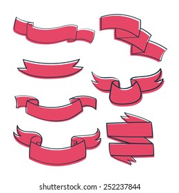 Hand Drawn Banners,Ribbons, big set, vector collection