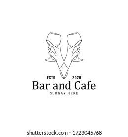 Handgezeichnete Design-Vorlage für Bar und Café-Logo für Unternehmen und Marken