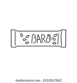 Elemento de color de barra dibujada a mano. Cartoon Comida ultraconprocesada (upf). Ilustración vectorial aislada.