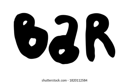 Texto de la barra dibujada a mano. Grabado a mano aislado en fondo blanco. Plantilla para menú de barra, afiche o banner. Diseño tipográfico simple