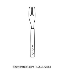 Hand drawn barbecue fork icon in vector. Doodle barbecue fork illustration in vector. Doodle fork icon in vector.