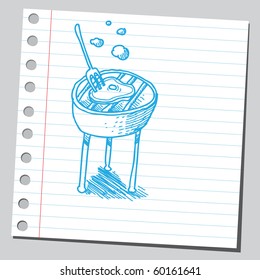 Hand drawn barbecue grill