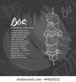 hand drawn barbecue and grill. barbecue and grill background design