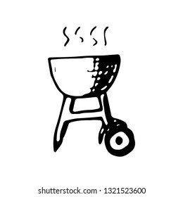 Hand Drawn barbecue grill doodle. Sketch style icon. Decoration element. Isolated on white background. Flat design. Vector illustration.