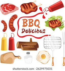 hand drawn barbecue theme vector pack