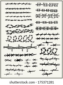 Hand drawn barbed wires