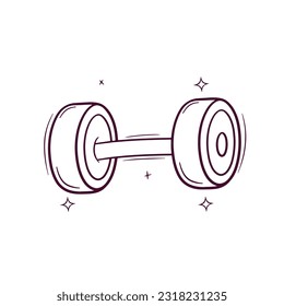 Hand Drawn Barbell. Doodle Vector Sketch Illustration