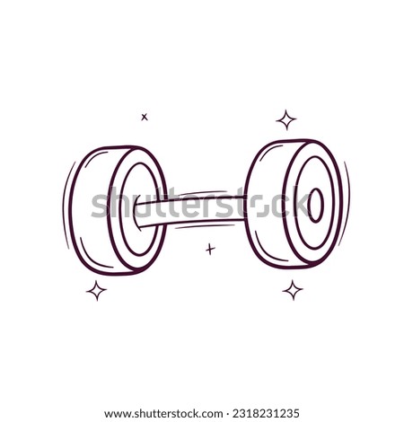 Hand Drawn Barbell. Doodle Vector Sketch Illustration