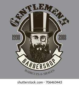 Hand drawn barber shop badge