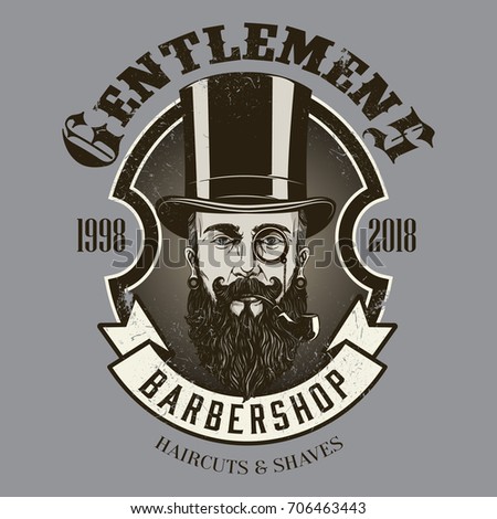 Hand drawn barber shop badge