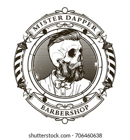 Hand Drawn Barber Shop Logo In Vintage Style