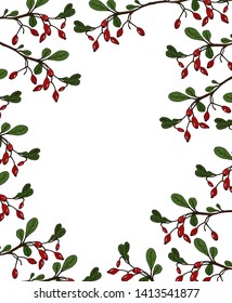 Hand drawn barberry frame. Postcard template.