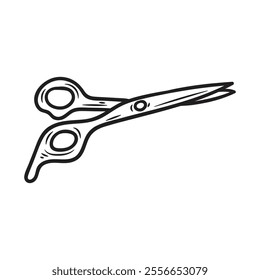 Hand Drawn Barbershop Illustration Colorless - Hair Cutting Shears