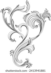 Caligrafía de filigree de elementos decorativos barrocos dibujados a mano para el diseño.
