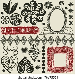 hand drawn baroque design elements