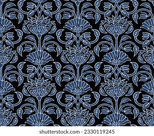 HAND DRAWN BAROQUE, RENAISSANCE, FLORAL REPEAT PATTERN SEAMLESS IN VECTOR