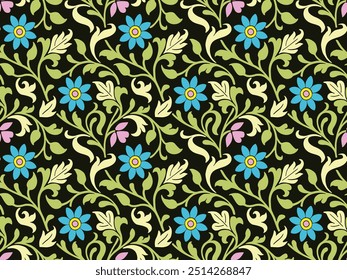 HAND DRAWN BAROQUE, RENAISSANCE, FLORAL REPEAT PATTERN SEAMLESS PATTERN IN VECTOR FILE