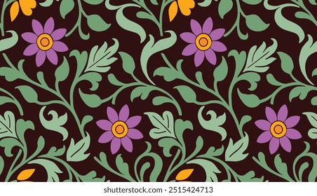 HAND DRAWN BAROQUE, RENAISSANCE, FLORAL REPEAT PATTERN SEAMLESS PATTERN IN VECTOR FILE