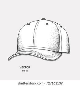 Hand drawn baseball cap. vector illustration