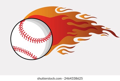 Hand drawn of baseball with flame design elements , vector illustration