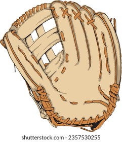 hand drawn baseball glove colored