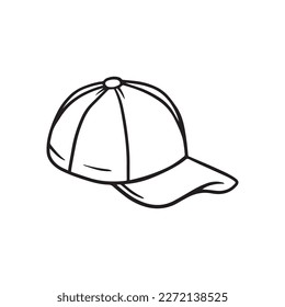 Hand Drawn Baseball Hat icon. Cap Outline Hand Drawn vector drawing Illustration Doodle for Print, Infographics, Web Template